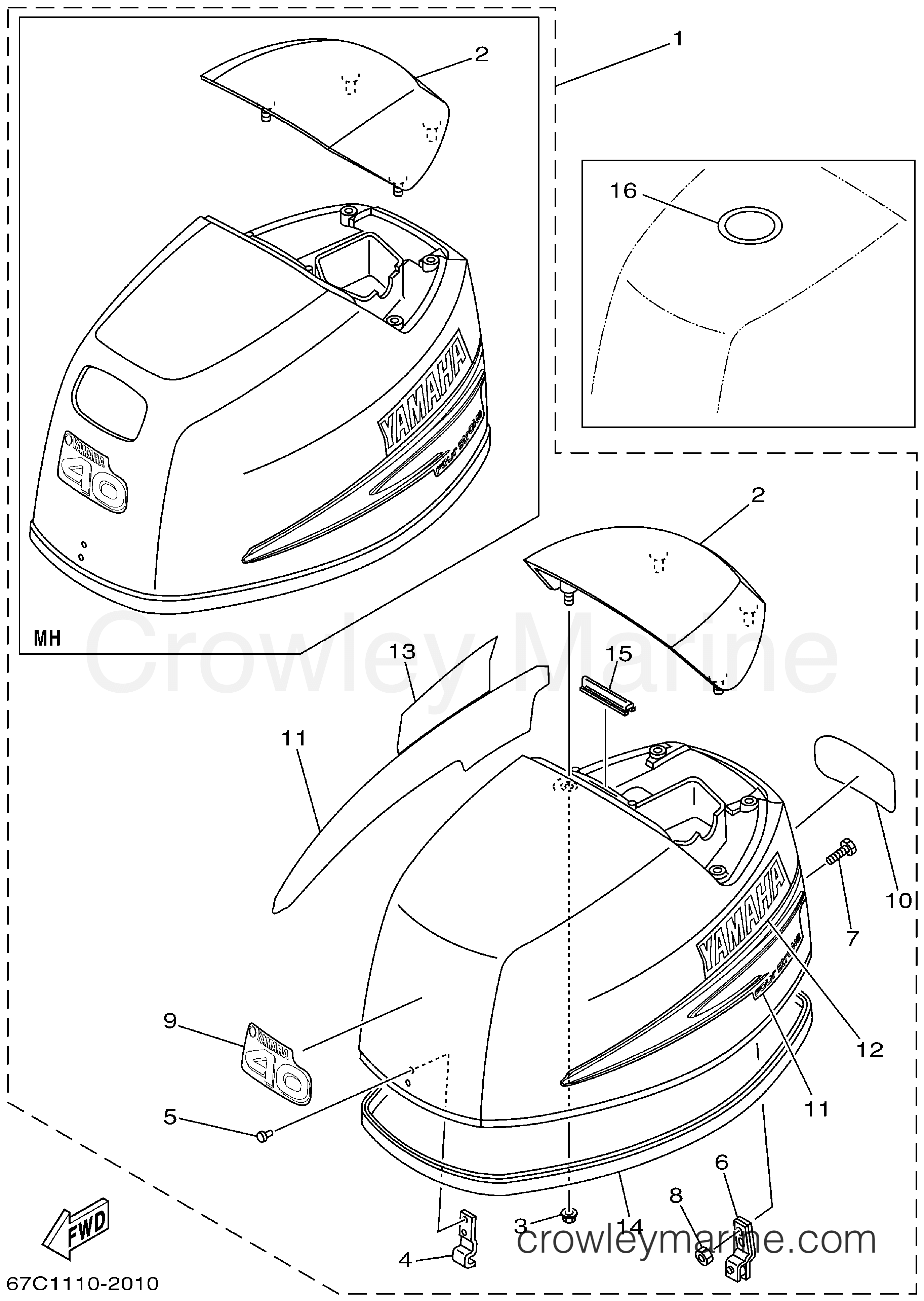 Yamaha Motors F40ESRA - TOP COWLING