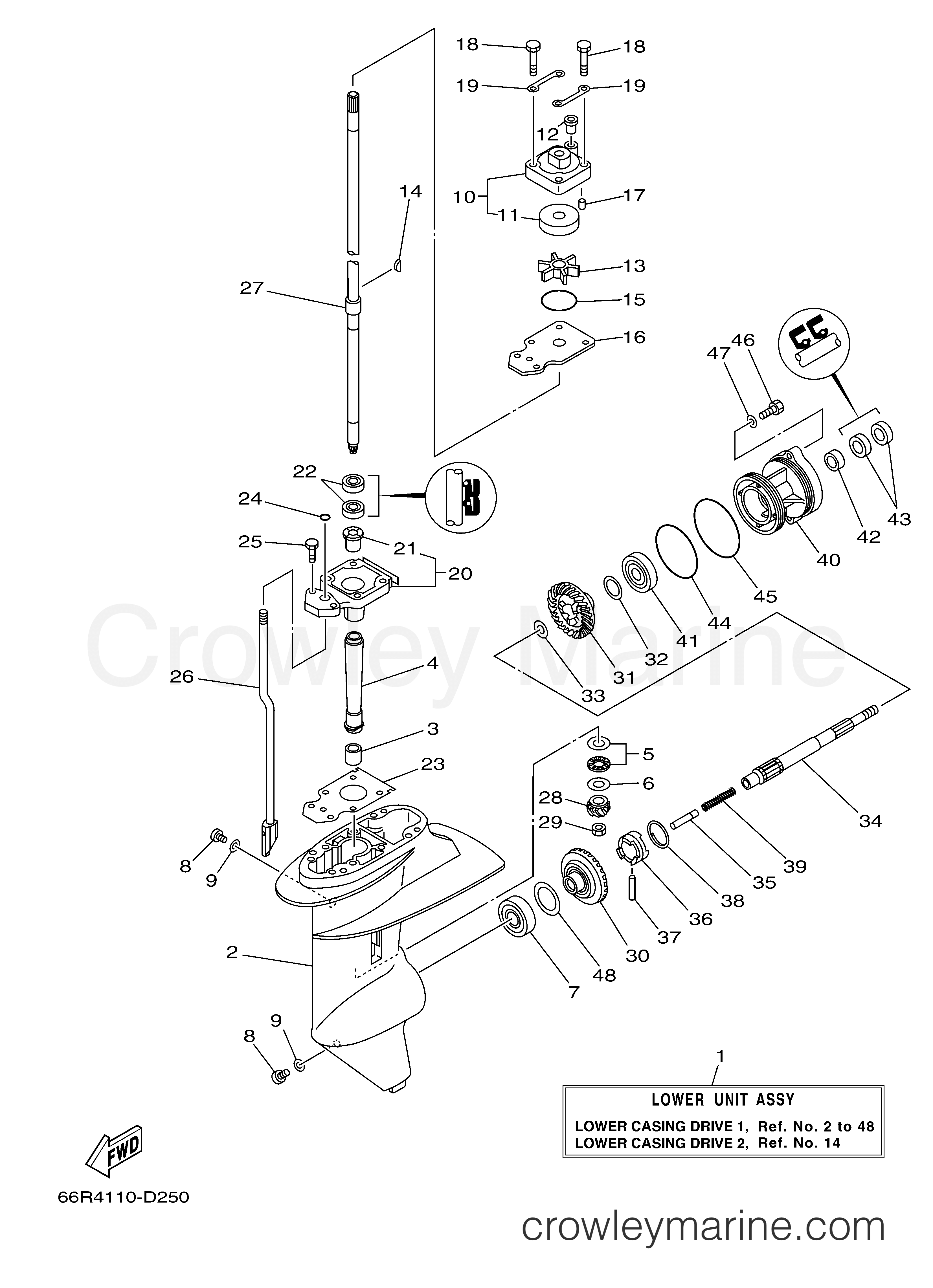 Yamaha Motors T9.9ELH2D - LOWER CASING DRIVE 1