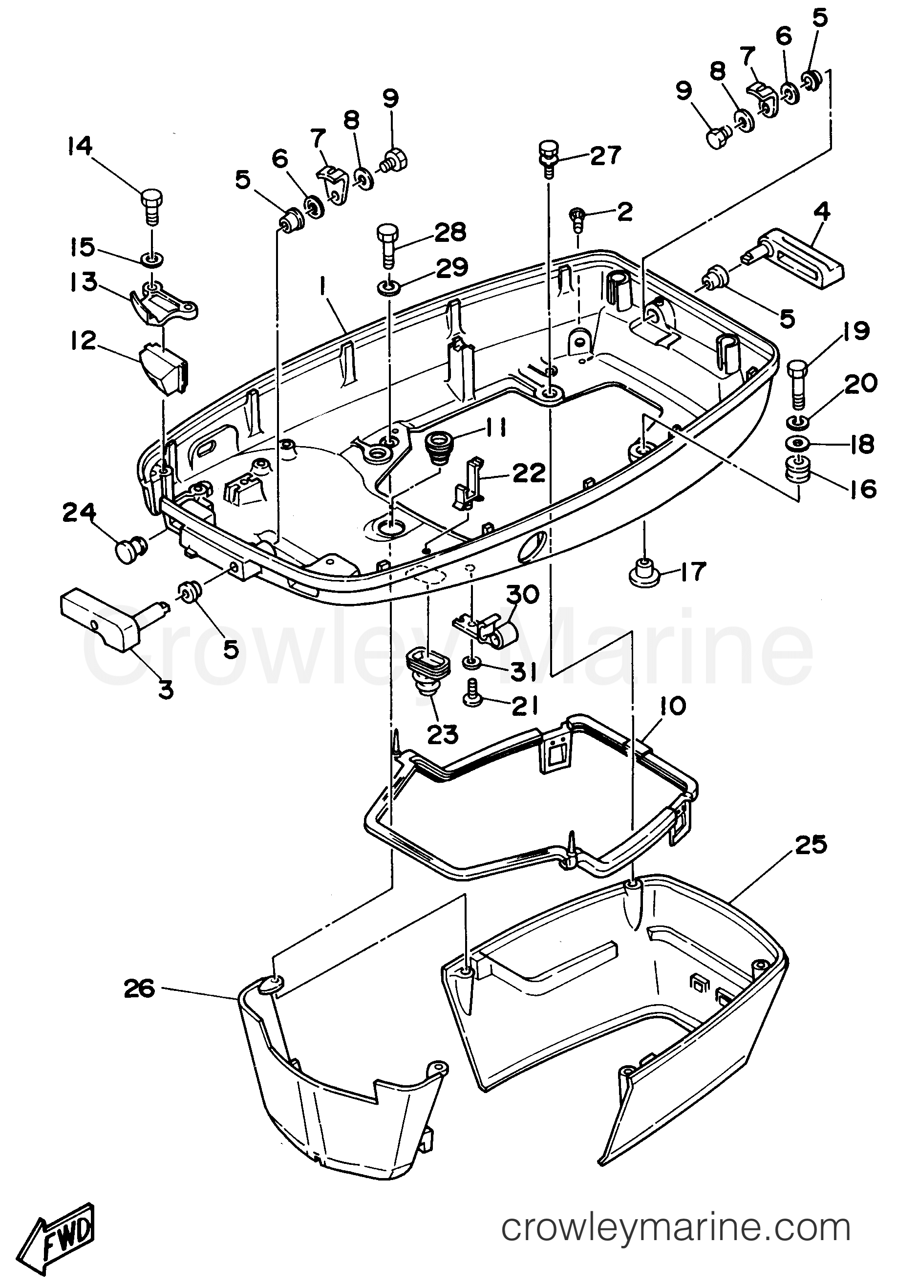 Yamaha Motors 90TLRU - BOTTOM COWLING