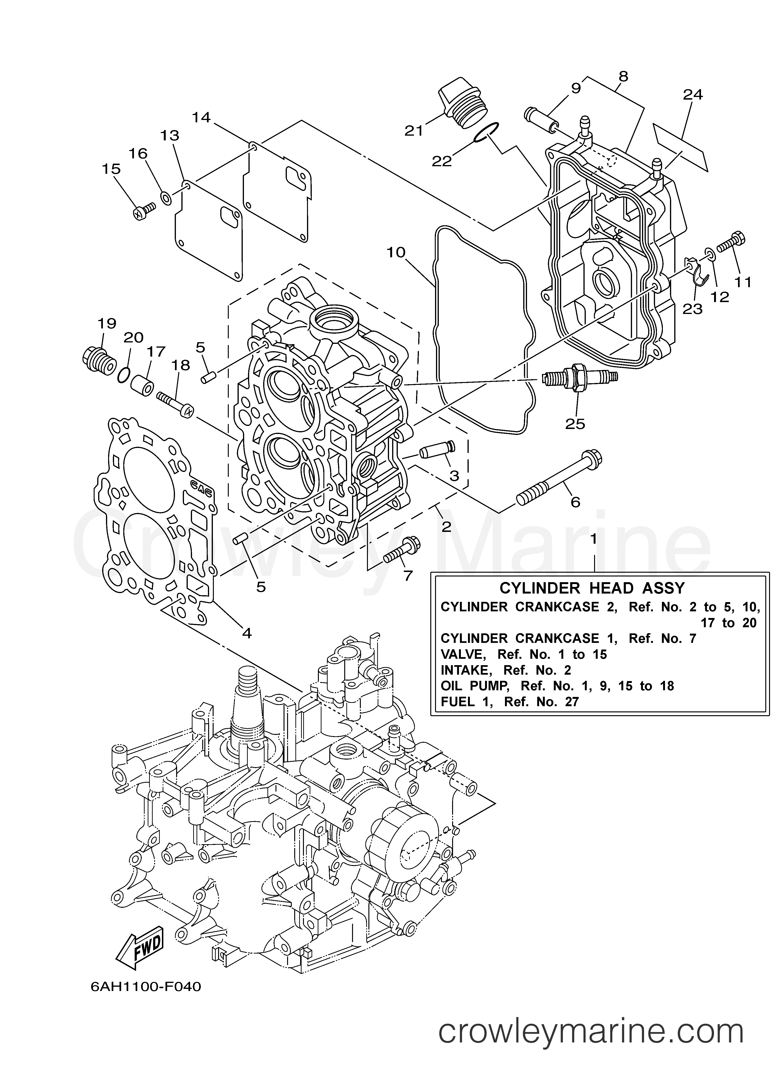 Yamaha Motors F15CESH - CYLINDER CRANKCASE 2