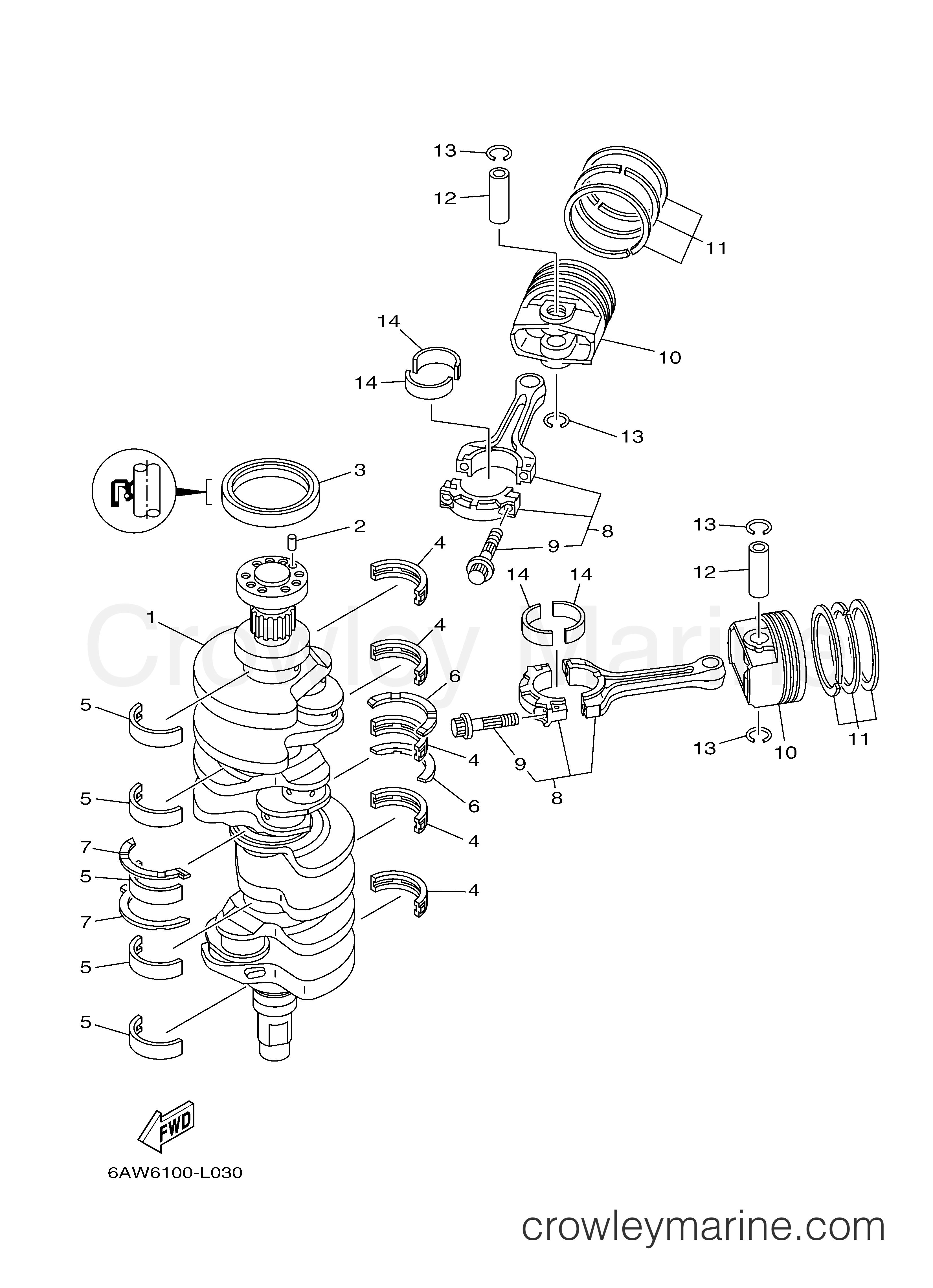 Yamaha Motors F350UCB - CRANKSHAFT PISTON