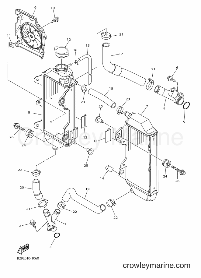 Yamaha Motors YZ250FX (B29R) [010] - RADIATOR & HOSE
