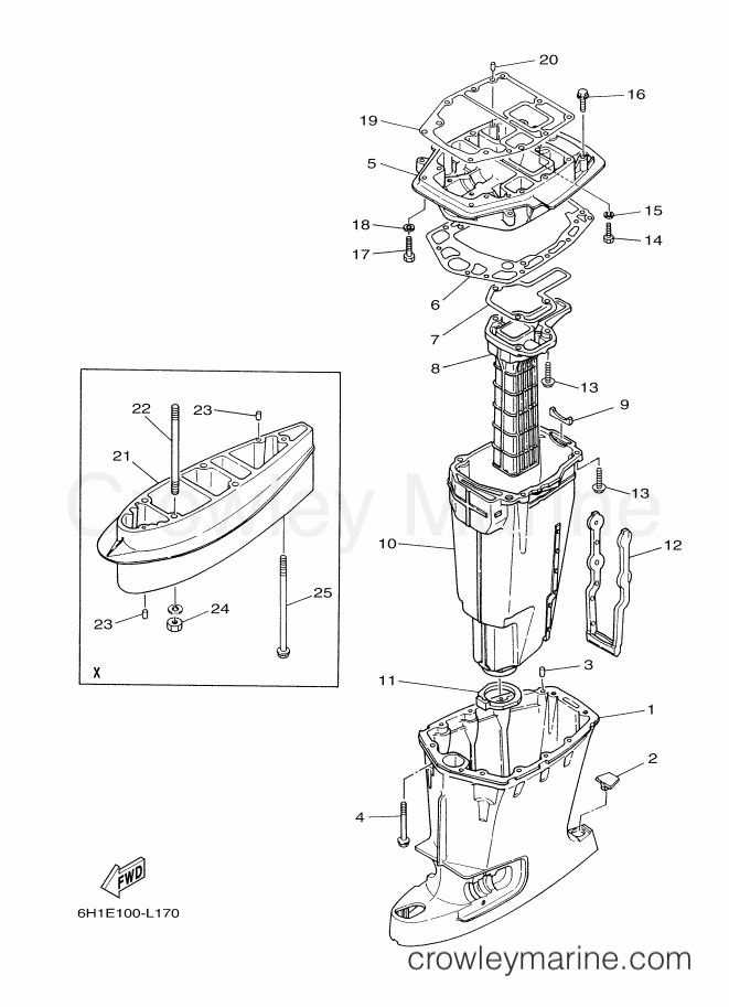 Yamaha Motors 90L-2012 (6H1E) [280] - UPPER CASING