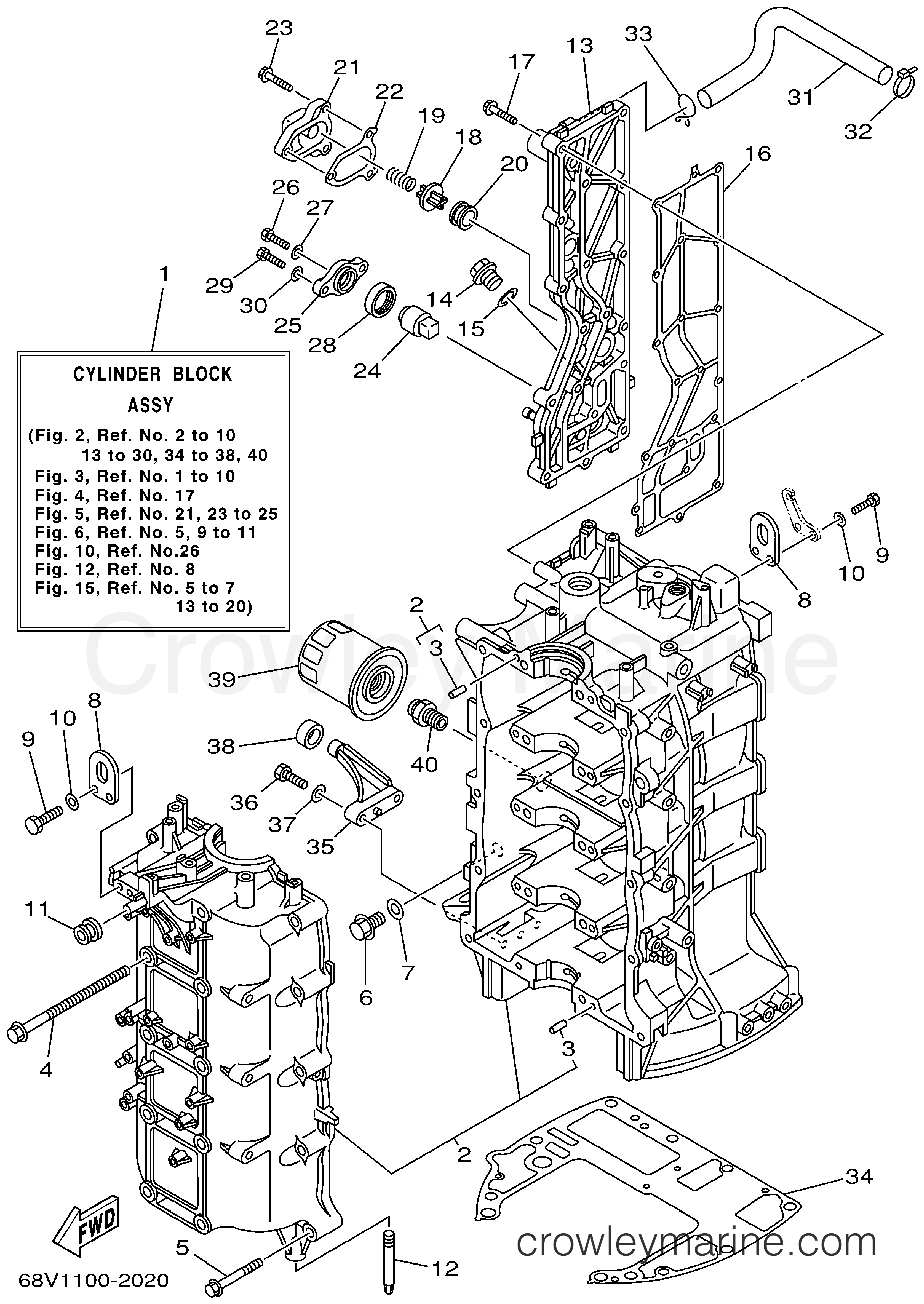 Yamaha Motors F115TXRA - CYLINDER CRANKCASE 1