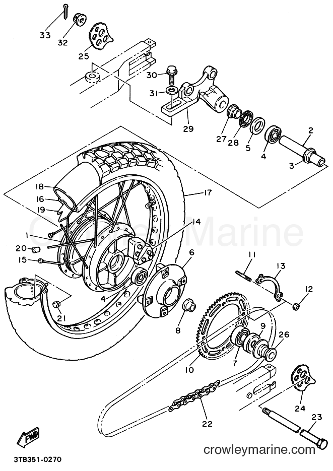 1990 Dirt Bike XT600E - XT600E (3UY1) [010] - REAR WHEEL