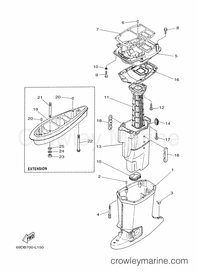 Yamaha Motors E60HMHDL (69DC) [040] - UPPER CASING
