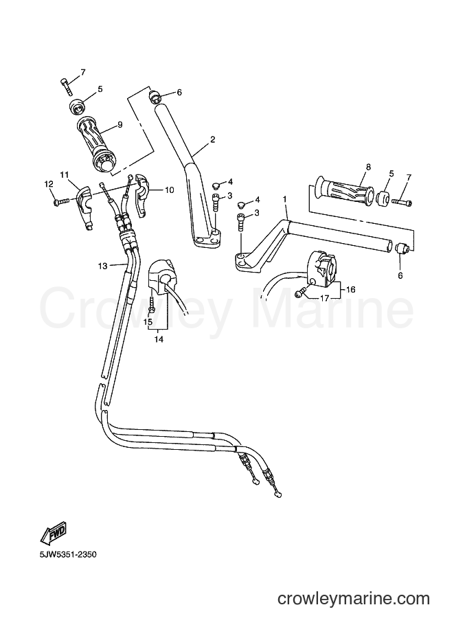 2002 Sport Bike FJR1300 - FJR1300 (5JW4) [011] - STEERING HANDLE & CABLE