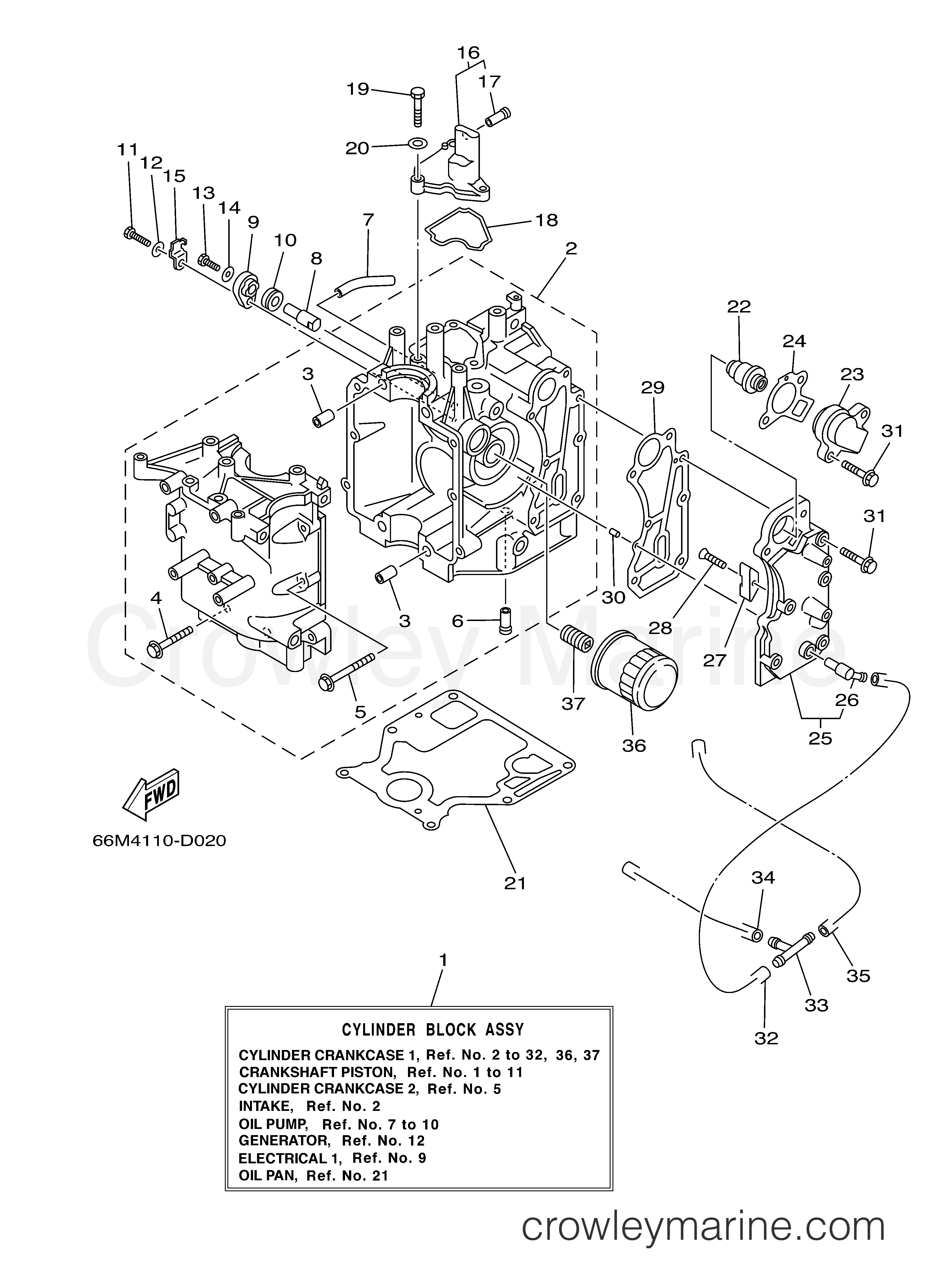 Yamaha Motors F9.9MLH2K - CYLINDER CRANKCASE 1