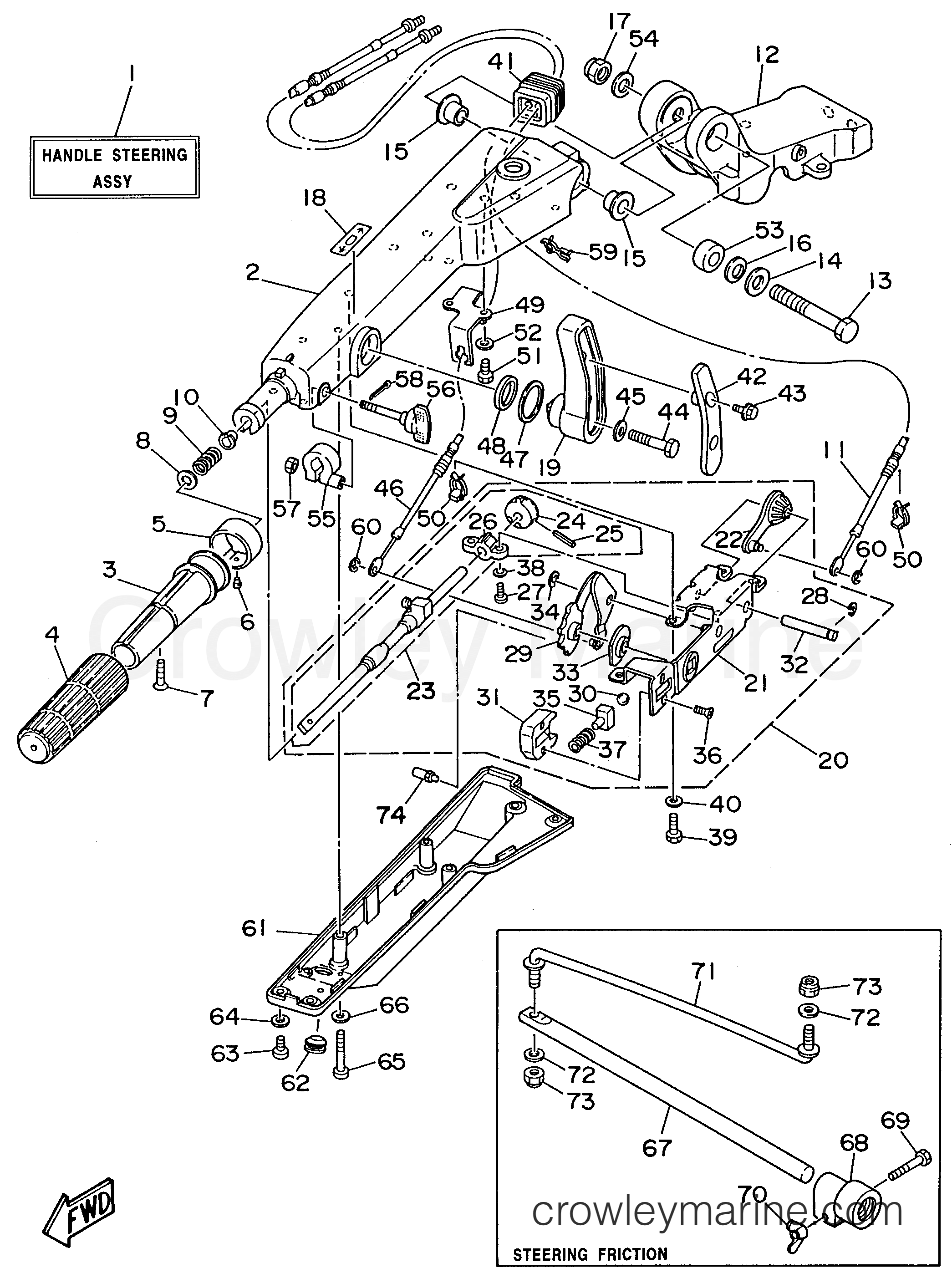 Yamaha Motors P60TLHU - STEERING