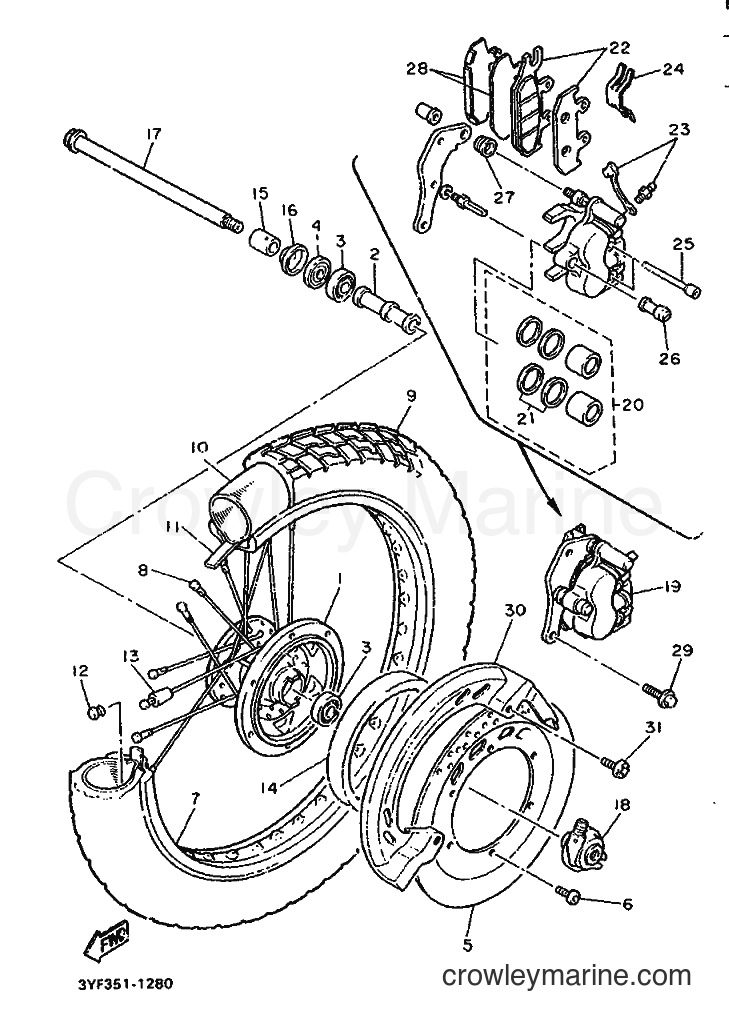 1993 Dirt Bike XTZ660 - XTZ660 (4BW3) [999] - FRONT WHEEL