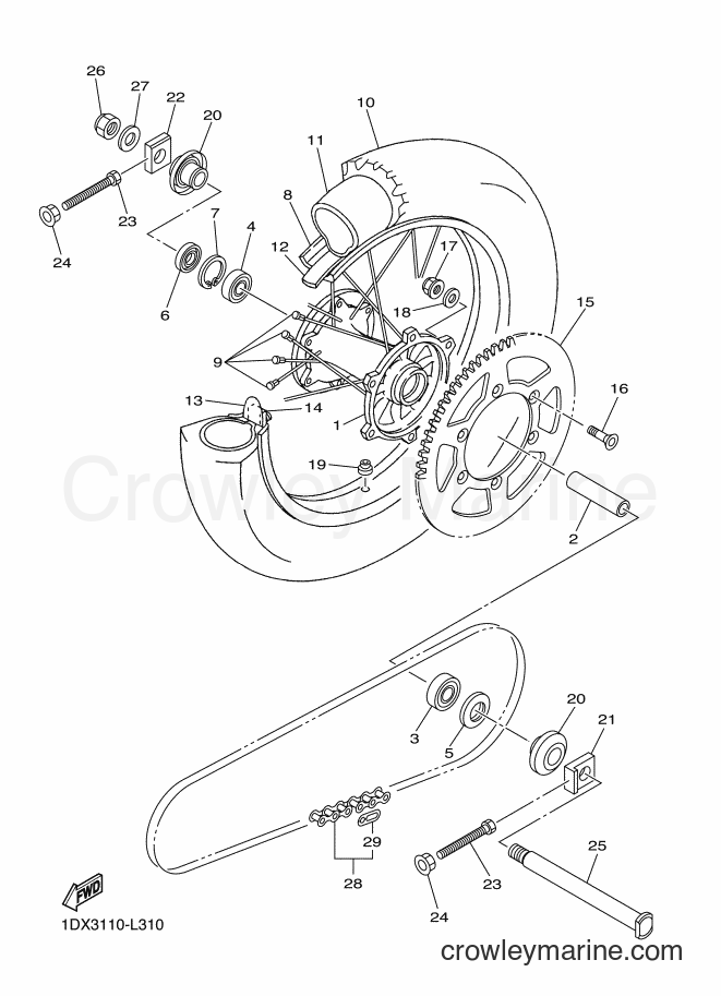 2012 Dirt Bike WR450F - WR450F (1DX4) [010] - REAR WHEEL