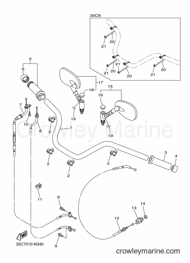 Yamaha Motors XVS400 (35C8) [010] - STEERING HANDLE & CABLE