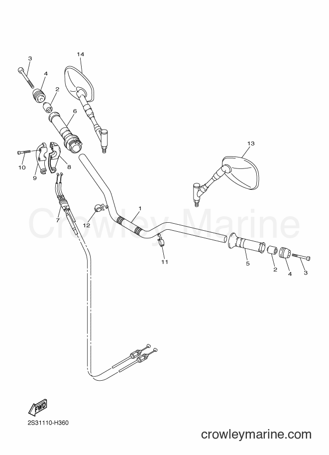 Yamaha Motors VMX17 (2CEL) [010] - STEERING HANDLE & CABLE