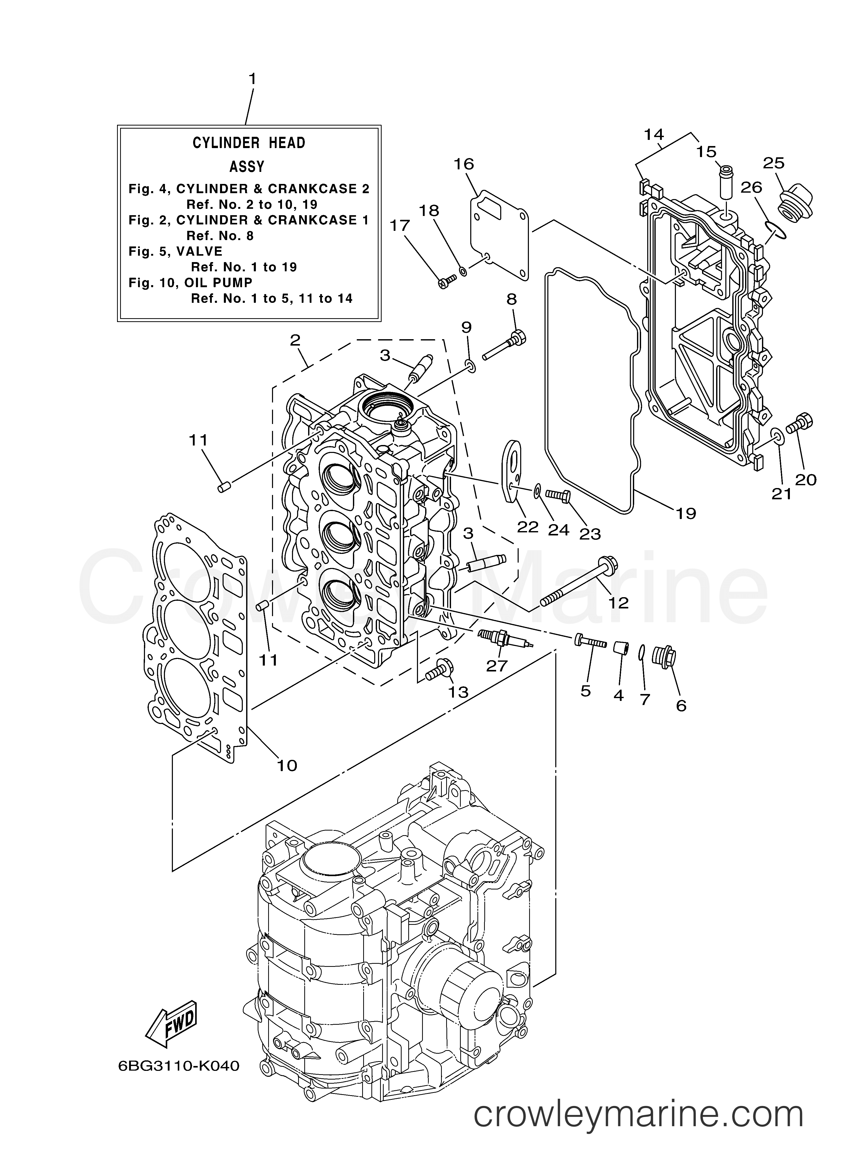 Yamaha Motors F40JEA - CYLINDER CRANKCASE 2