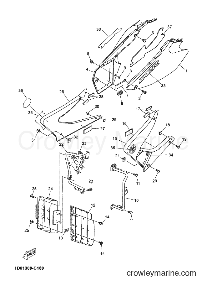 2004 Dirt Bike DT125RE - DT125RE (1D01) [080] - SIDE COVER