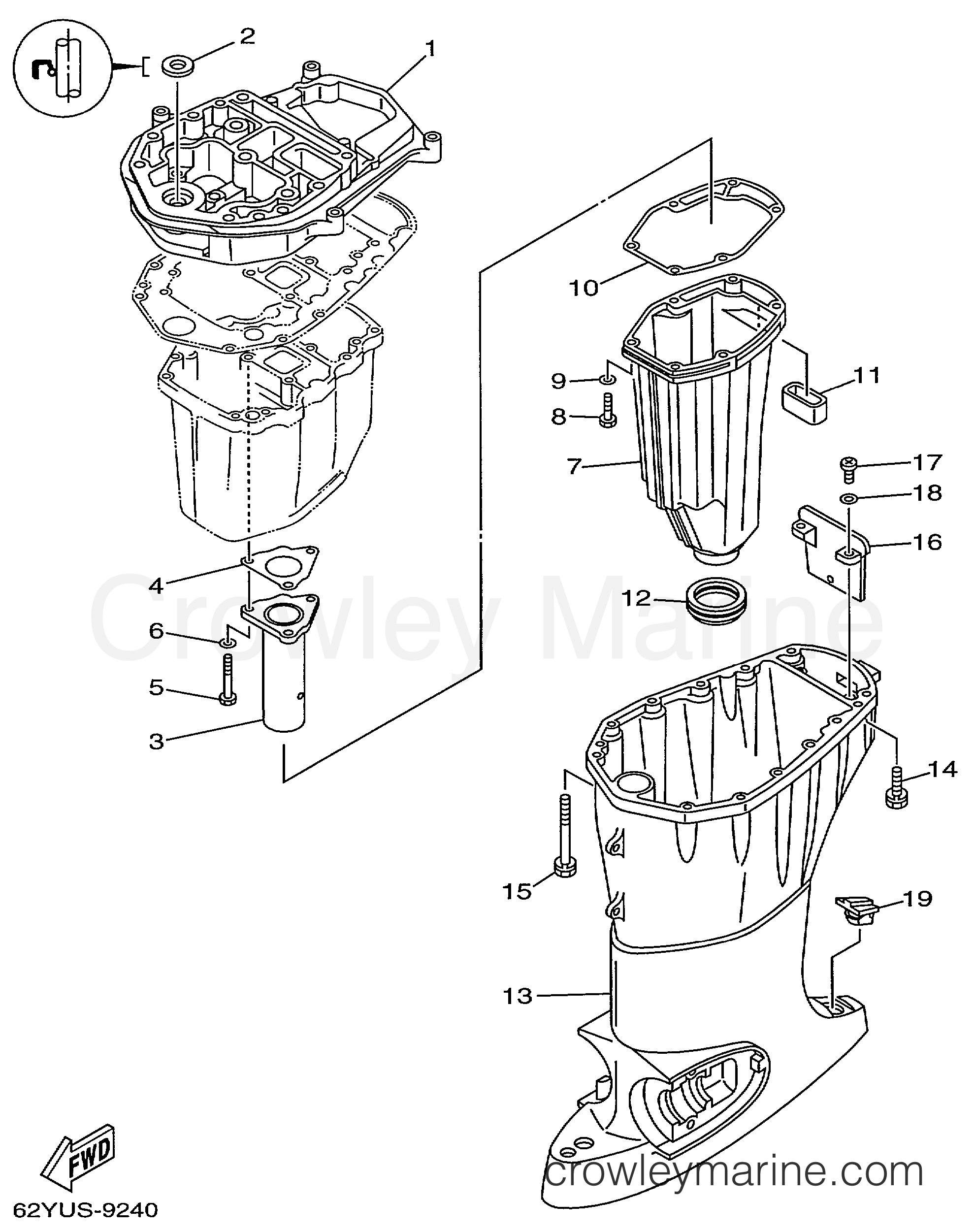 Yamaha Motors F40TLRX - UPPER CASING