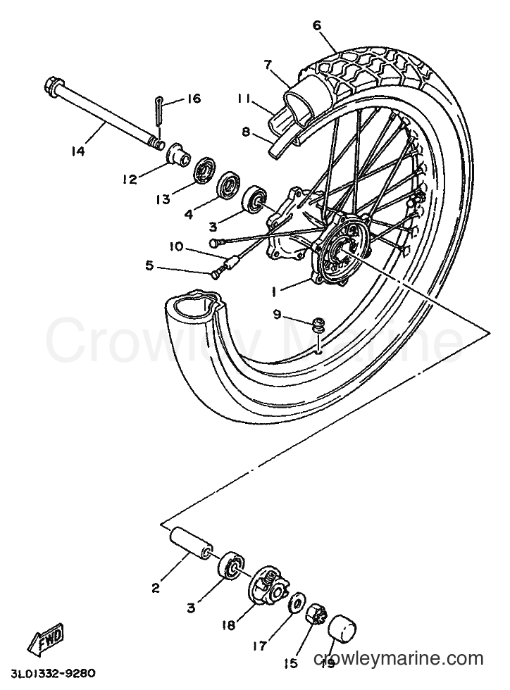 1993 Dirt Bike XTZ750 - XTZ750 (3WM4) [999] - FRONT WHEEL