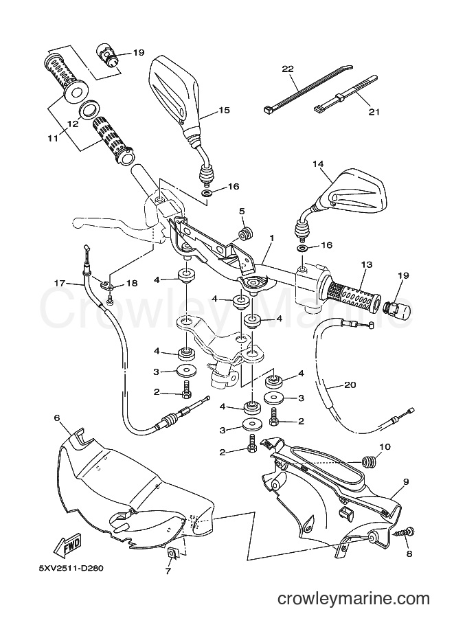 Yamaha Motors T110 (5XV2) [010] - STEERING HANDLE & CABLE