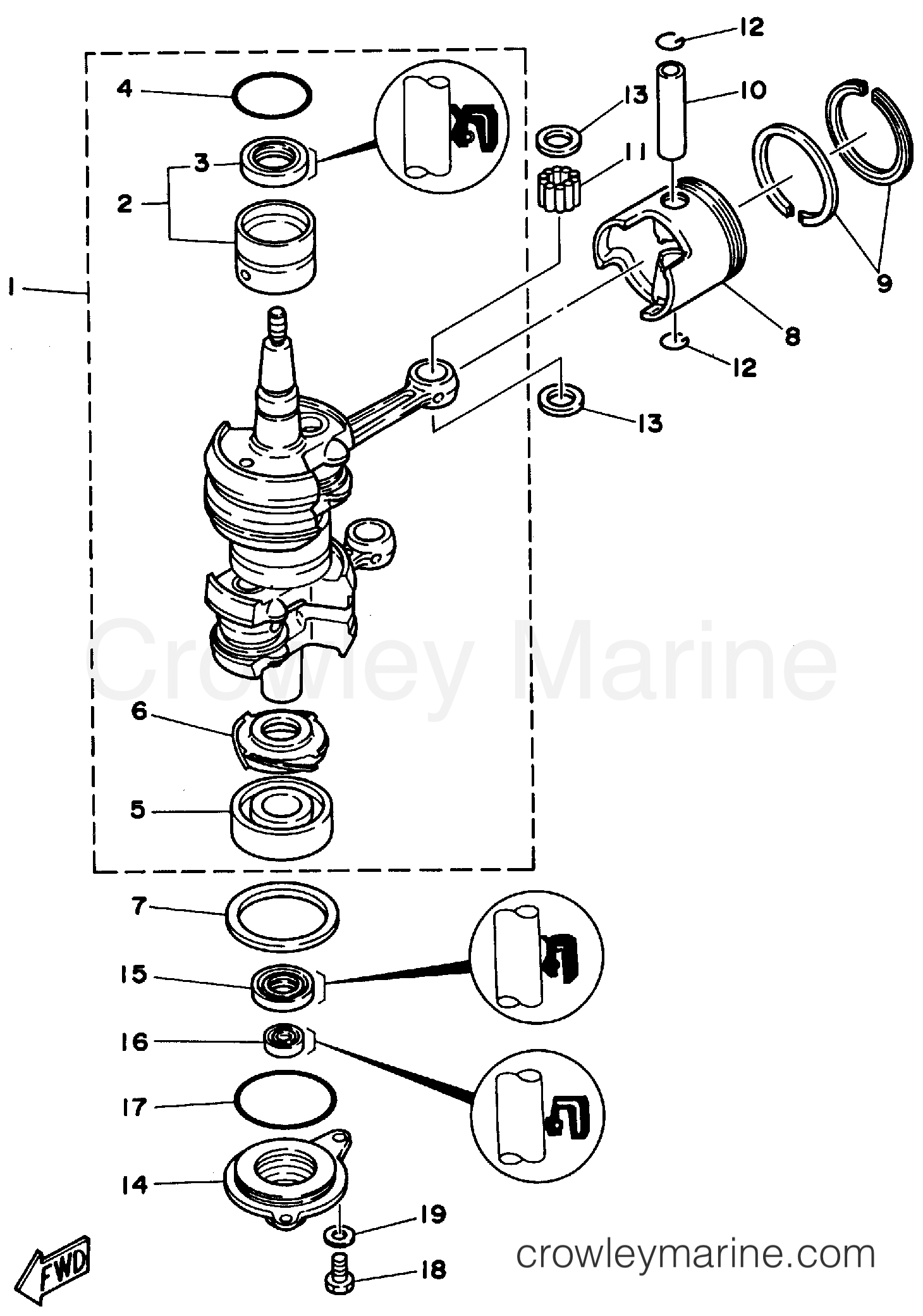 Yamaha Motors 25ELRT - CRANKSHAFT - PISTON