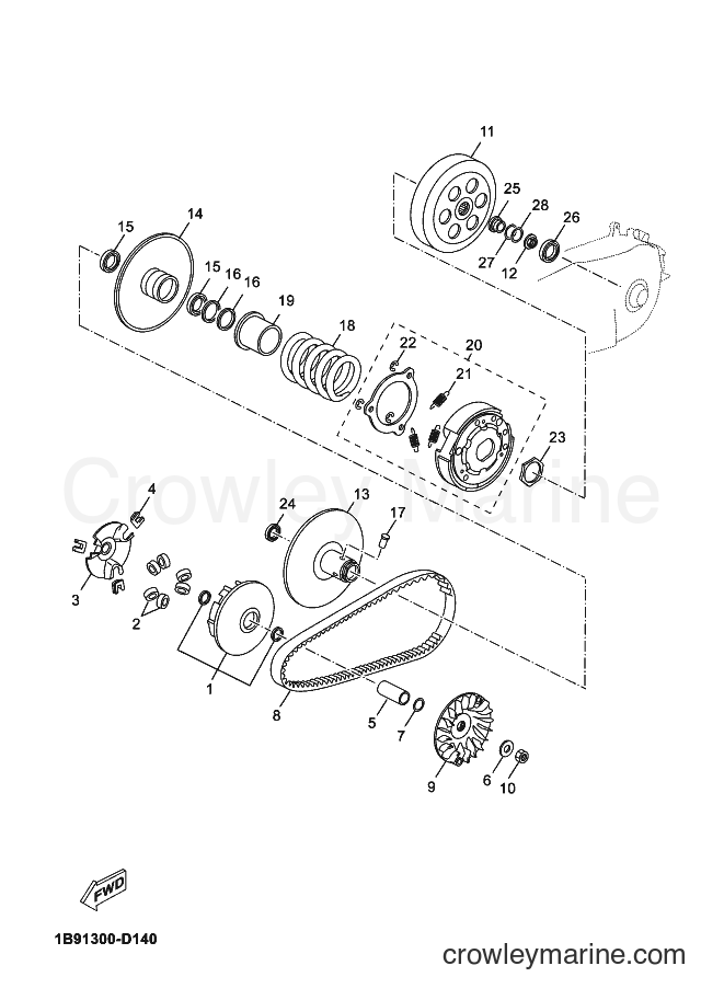 2012 Scooter YP125R - YP125R (39DF) [020] - CLUTCH