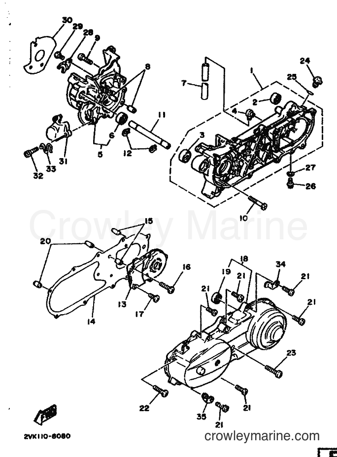 1988 Scooter CG50E - CG50E (2YT1) [020] - CRANKCASE