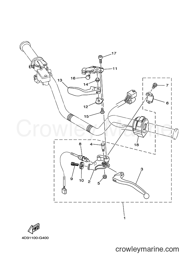 Yamaha Motors YFM250R (1BTH) [010] - HANDLE SWITCH & LEVER