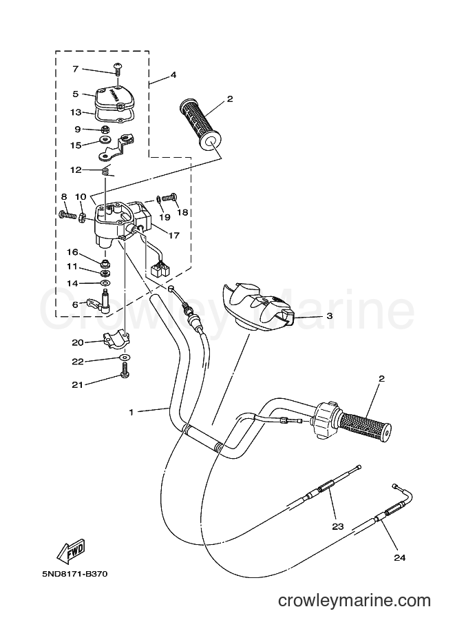 Yamaha Motors YFM450FWAN (5ND8) [010] - STEERING HANDLE & CABLE