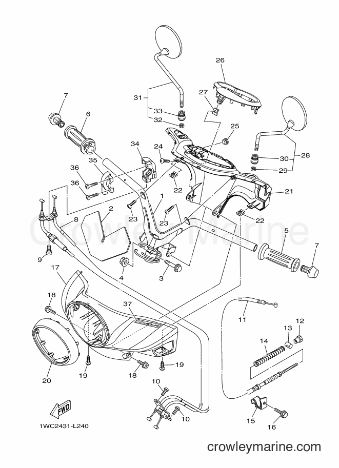 Yamaha Motors XC115S (1WC2) [010] - STEERING HANDLE & CABLE