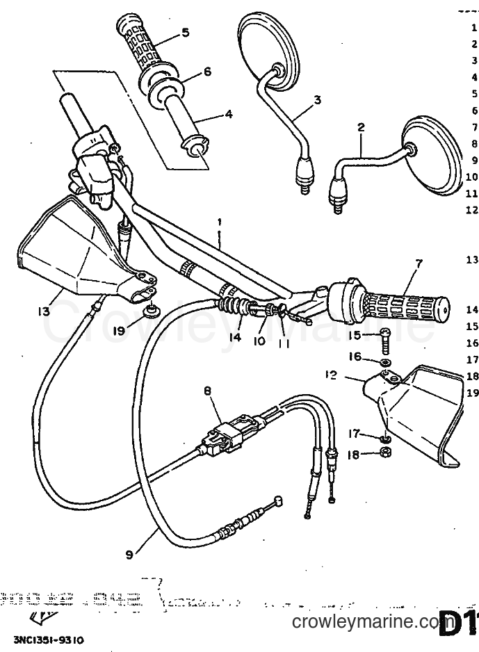 1991 Dirt Bike DT125R - DT125R (3PY3) [999] - STEERING HANDLE & CABLE