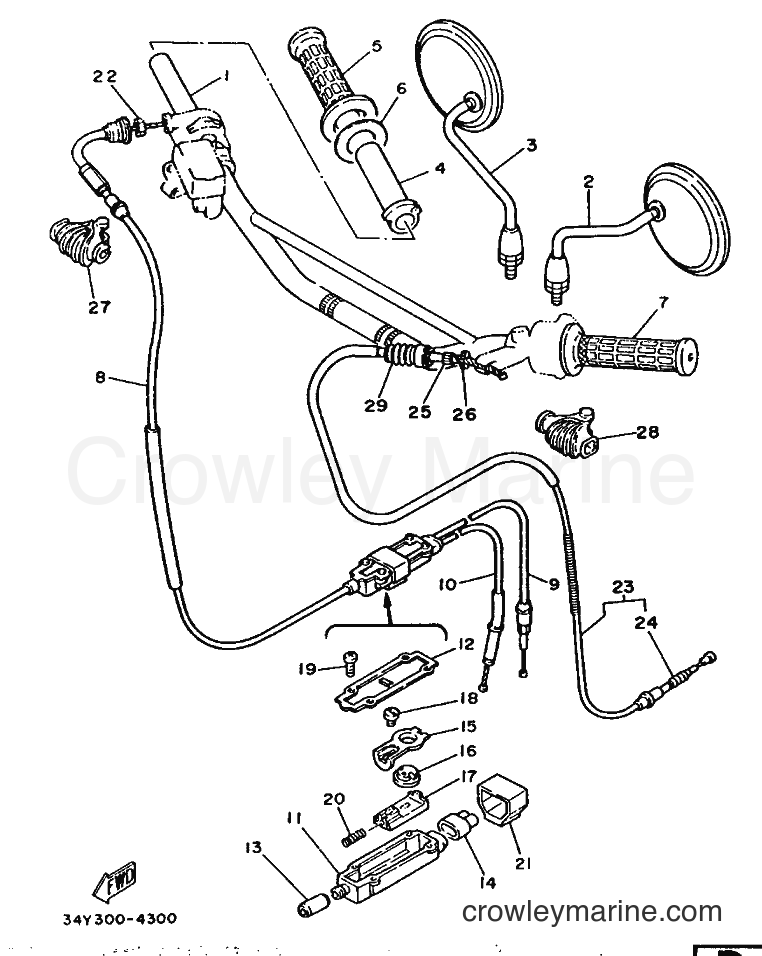 1986 Dirt Bike DT125 - DT125 (35A) [999] - STEERING HANDLE & CABLE