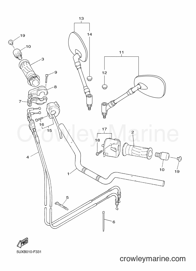 2011 Street Bike XJR1300 - XJR1300 (5WMS) [010] - STEERING HANDLE & CABLE