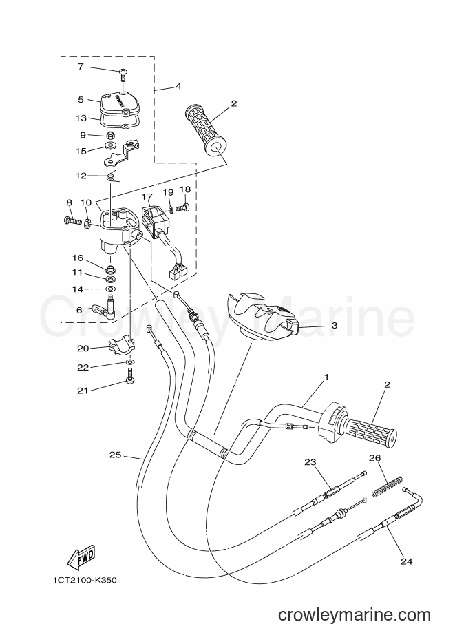 Yamaha Motors YFM450FWAD (1CTF) [010] - STEERING HANDLE & CABLE