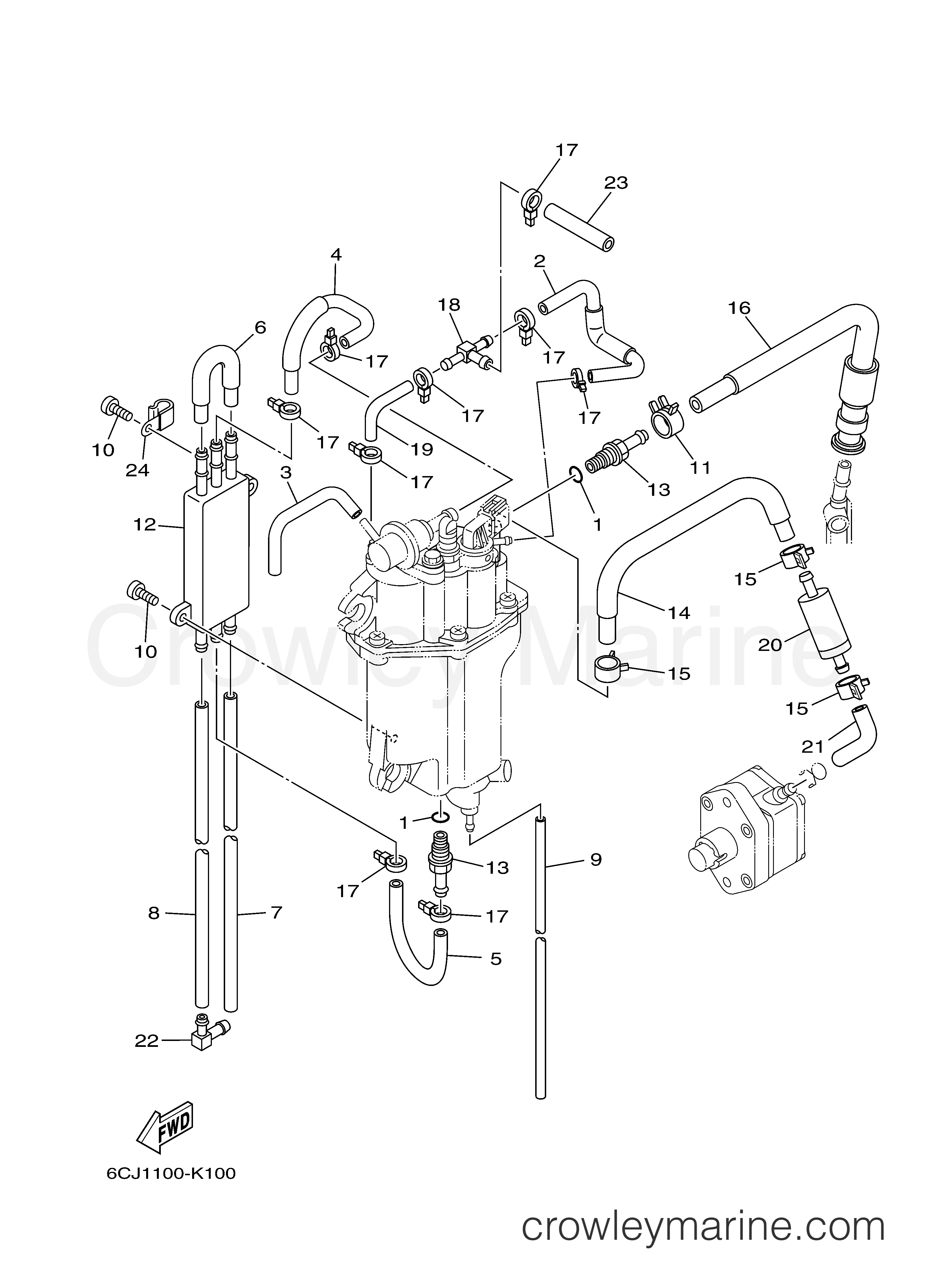 FUEL INJECTION PUMP 2 2013 Outboard 70hp F70LA Crowley Marine