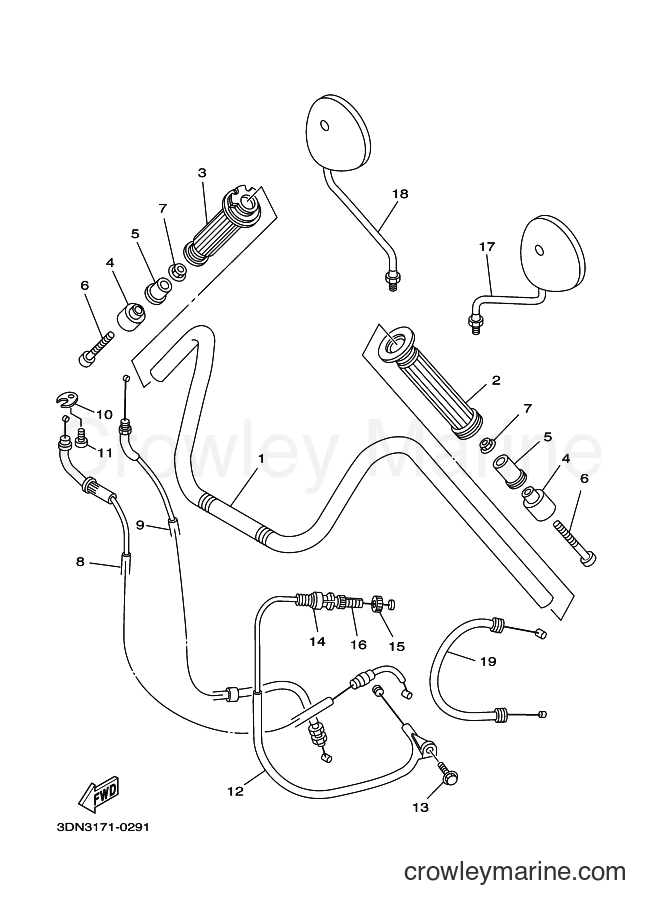Yamaha Motors XV250 (2UJP) [010] - STEERING HANDLE & CABLE