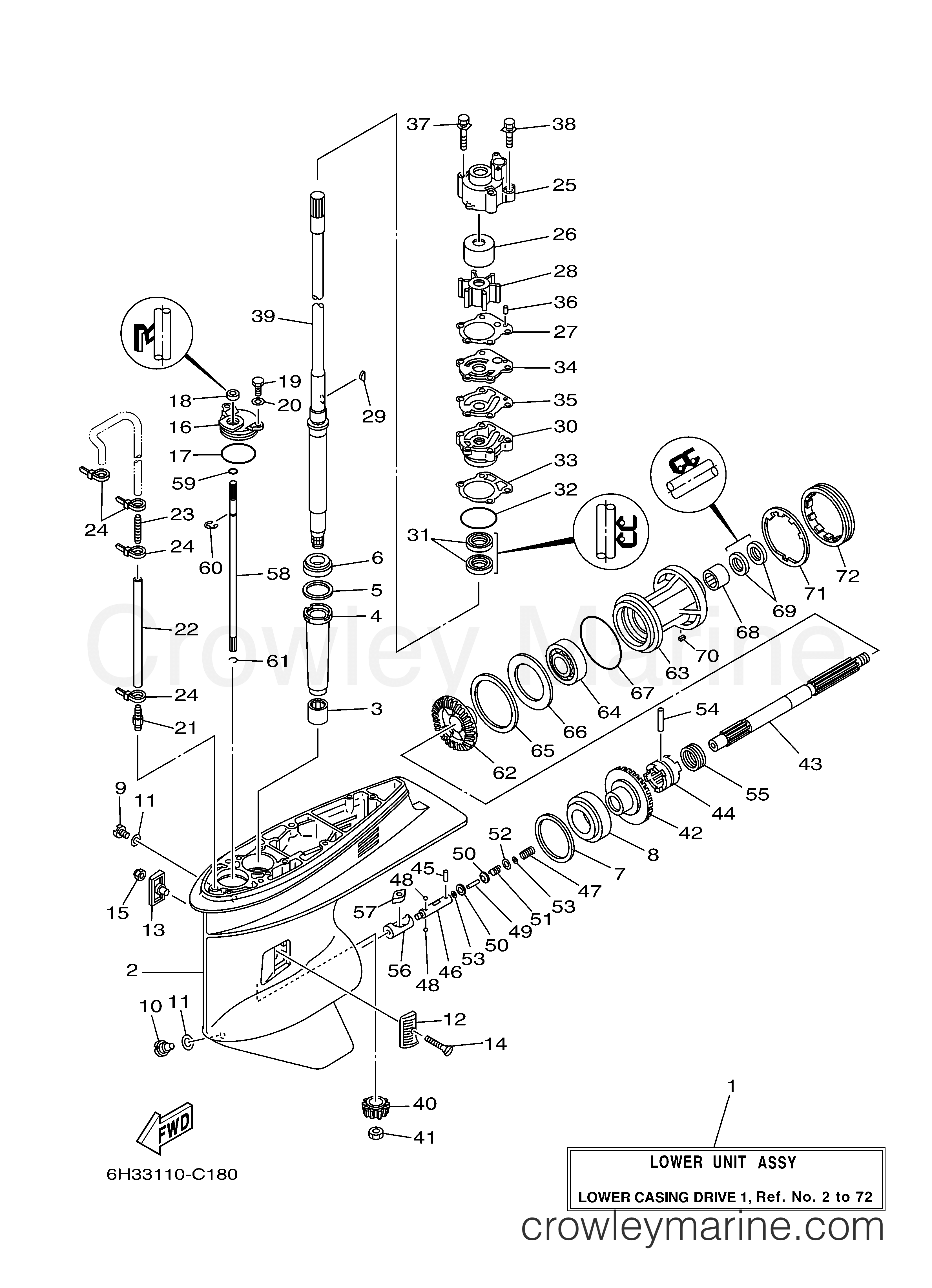 Yamaha Motors 70TLRNC - LOWER CASING DRIVE 1