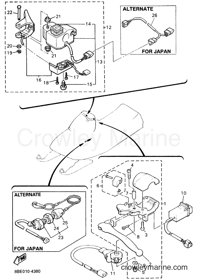 Yamaha Motors CS340E (8BE3) [020] - HANDLE SWITCH & LEVER