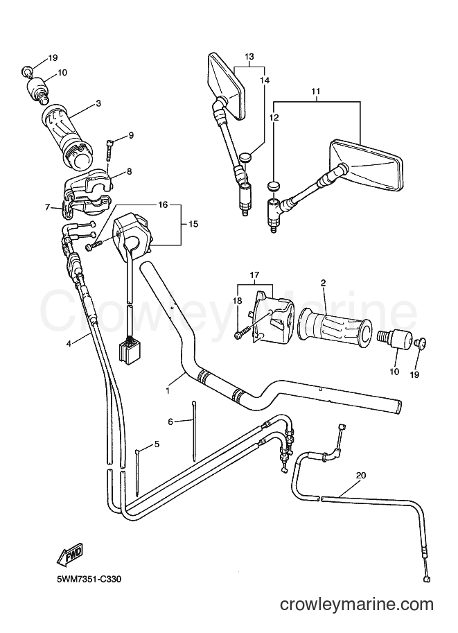2005 Street Bike XJR1300 - XJR1300 (5WMA) [060] - STEERING HANDLE & CABLE