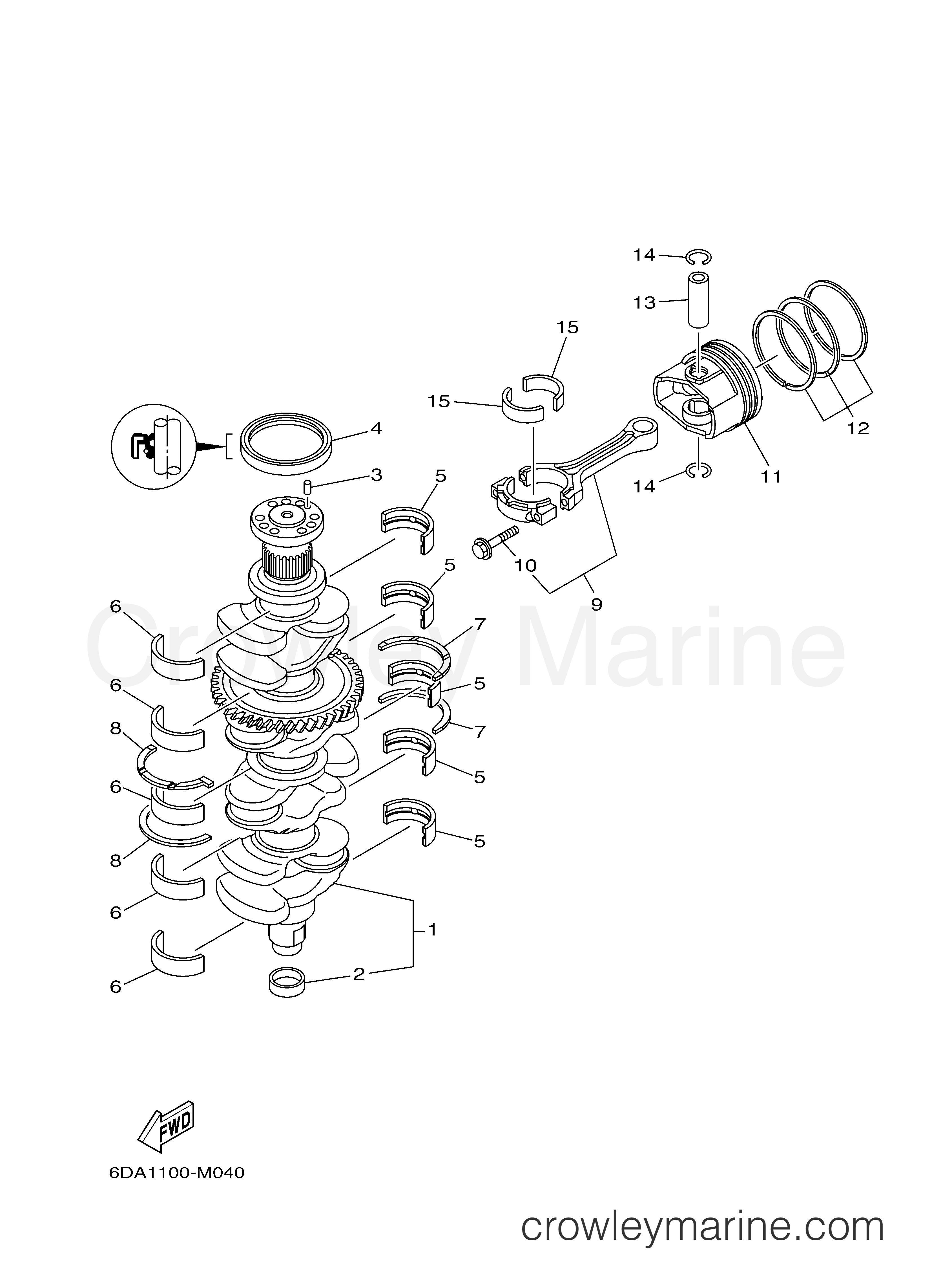 Yamaha Motors F175LA - CRANKSHAFT PISTON