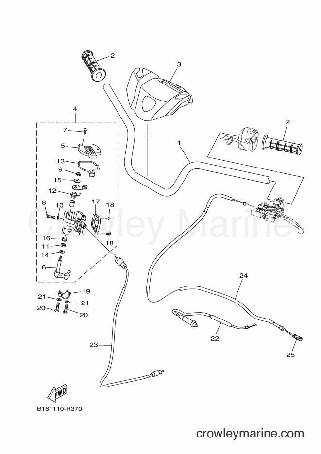 Yamaha Motors YFM700FWB (B162) [010] - STEERING HANDLE & CABLE