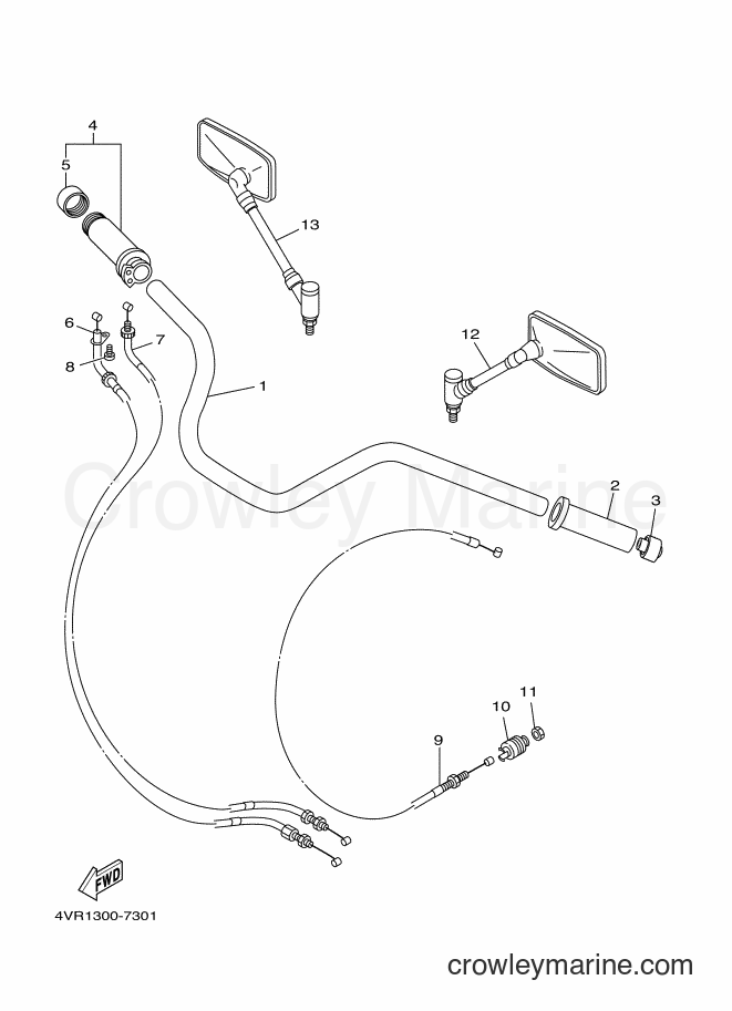 Yamaha Motors XVS650 (5FBC) [010] - STEERING HANDLE & CABLE
