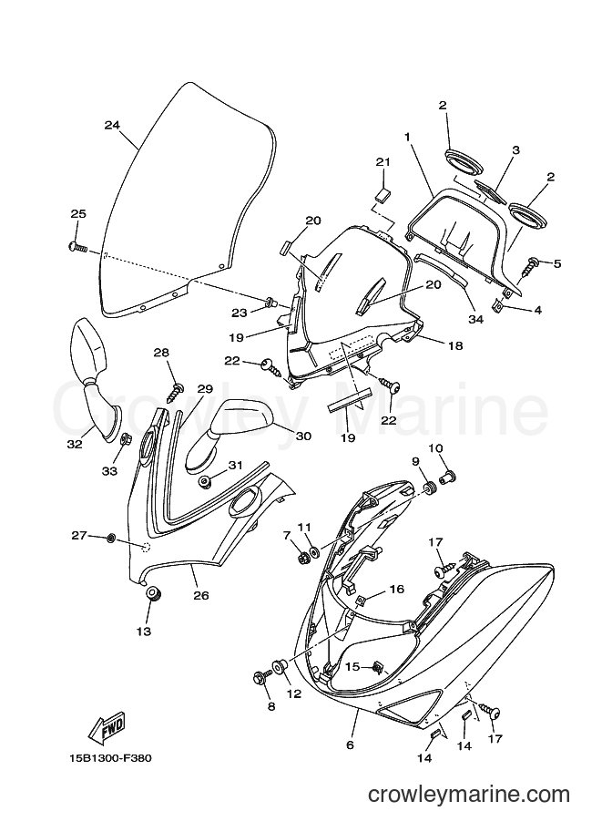 Yamaha Motors XP500 (15B1) [050] - WINDSHIELD