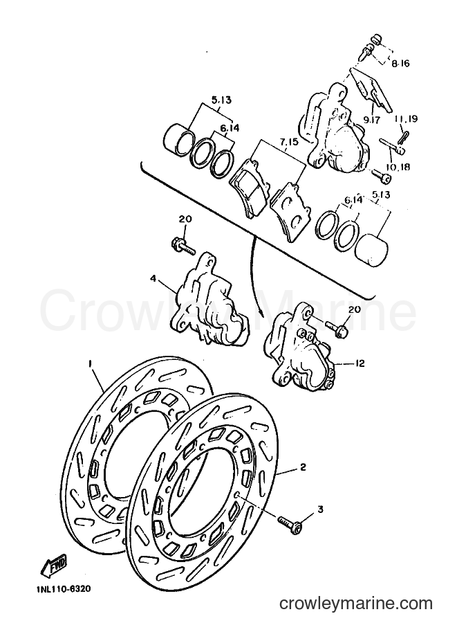 1988 Cruiser XVZ1300 - XVZ1300 (2WU0) [010] - FRONT BRAKE CALIPER