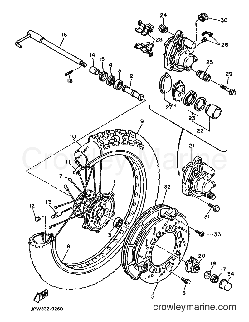 1989 Dirt Bike XT600 - XT600 (3PX1) [999] - FRONT WHEEL