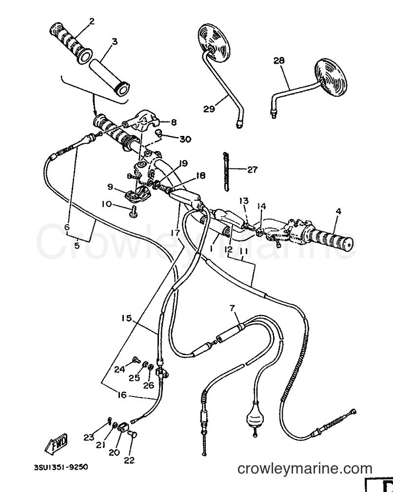 1989 Dirt Bike TY125 - TY125 (3SU1) [999] - STEERING HANDLE & CABLE