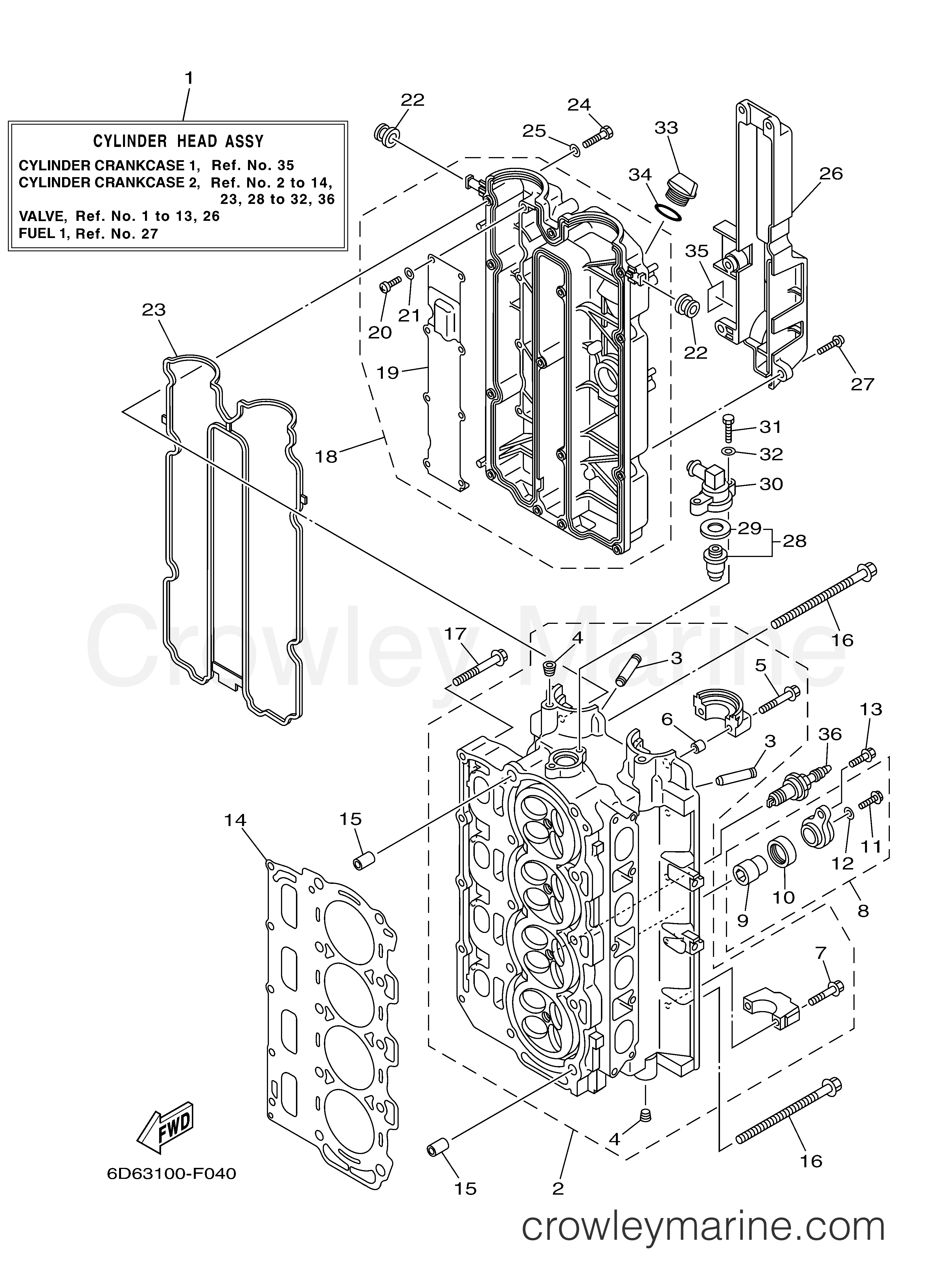 Yamaha Motors F90TXR - CYLINDER CRANKCASE 2