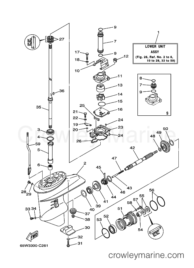 Yamaha Motors F25AMHL (65W3) [160] - LOWER CASING & DRIVE 1