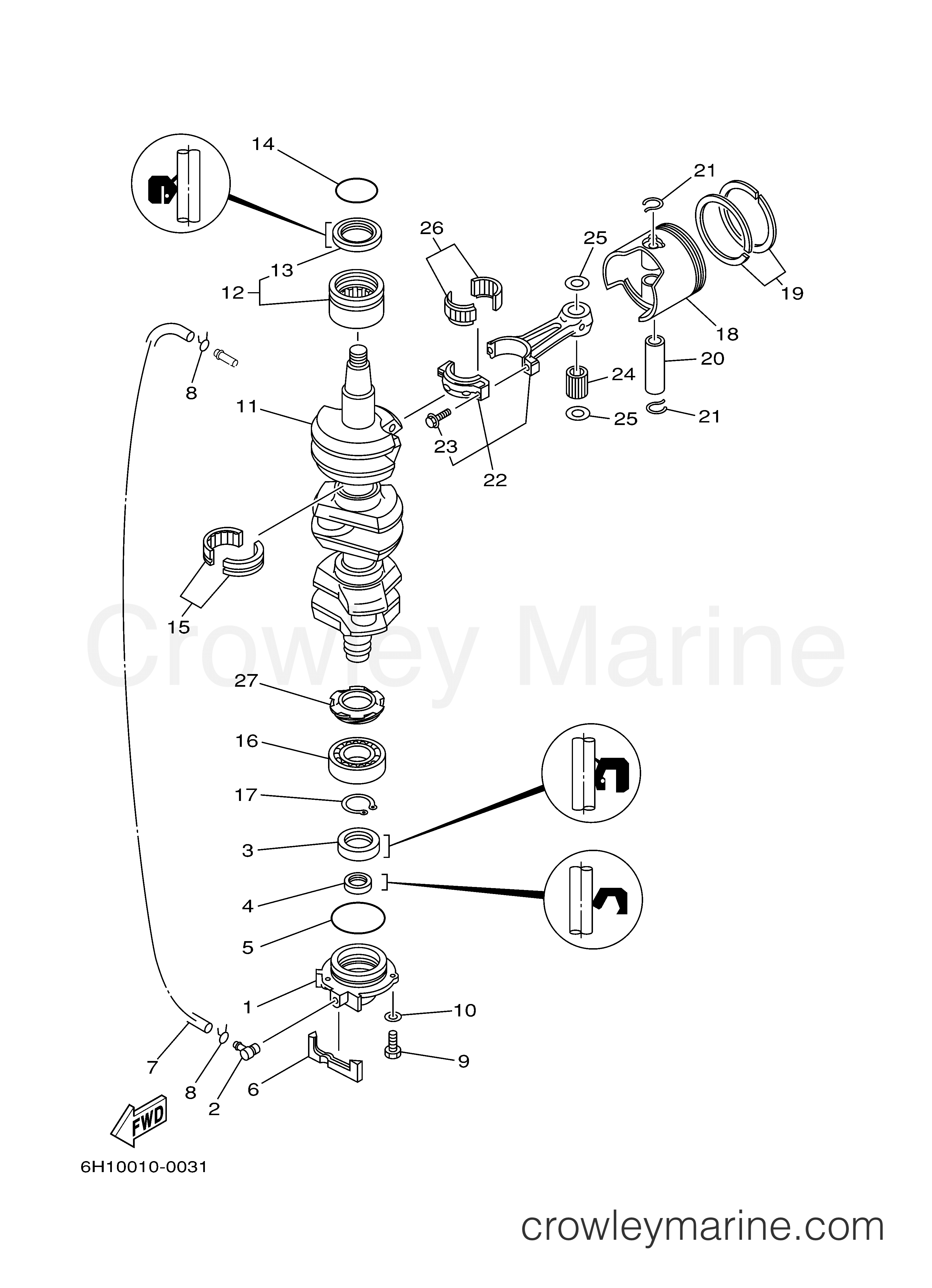 Yamaha Motors 90TLR - CRANKSHAFT PISTON