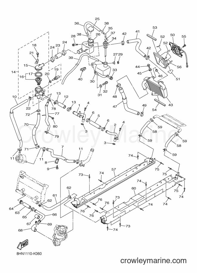 2011 Snowmobile RX10ST2 - RX10ST2 (8HN2) [020] - RADIATOR & HOSE