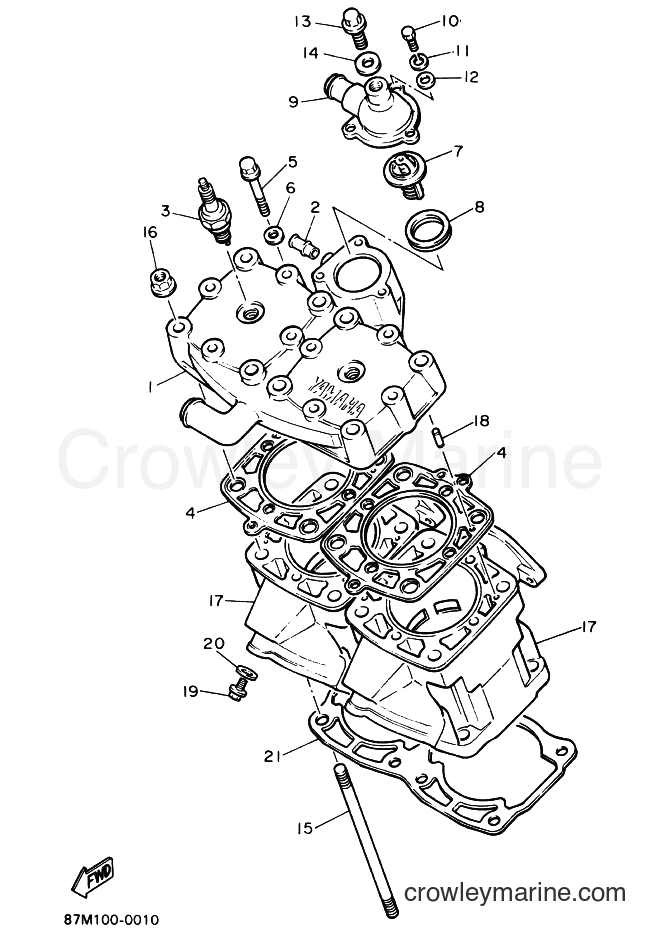 1990 Snowmobile EX570EP/HEP - EX570EP/HEP (87Y1) [010] - CYLINDER HEAD