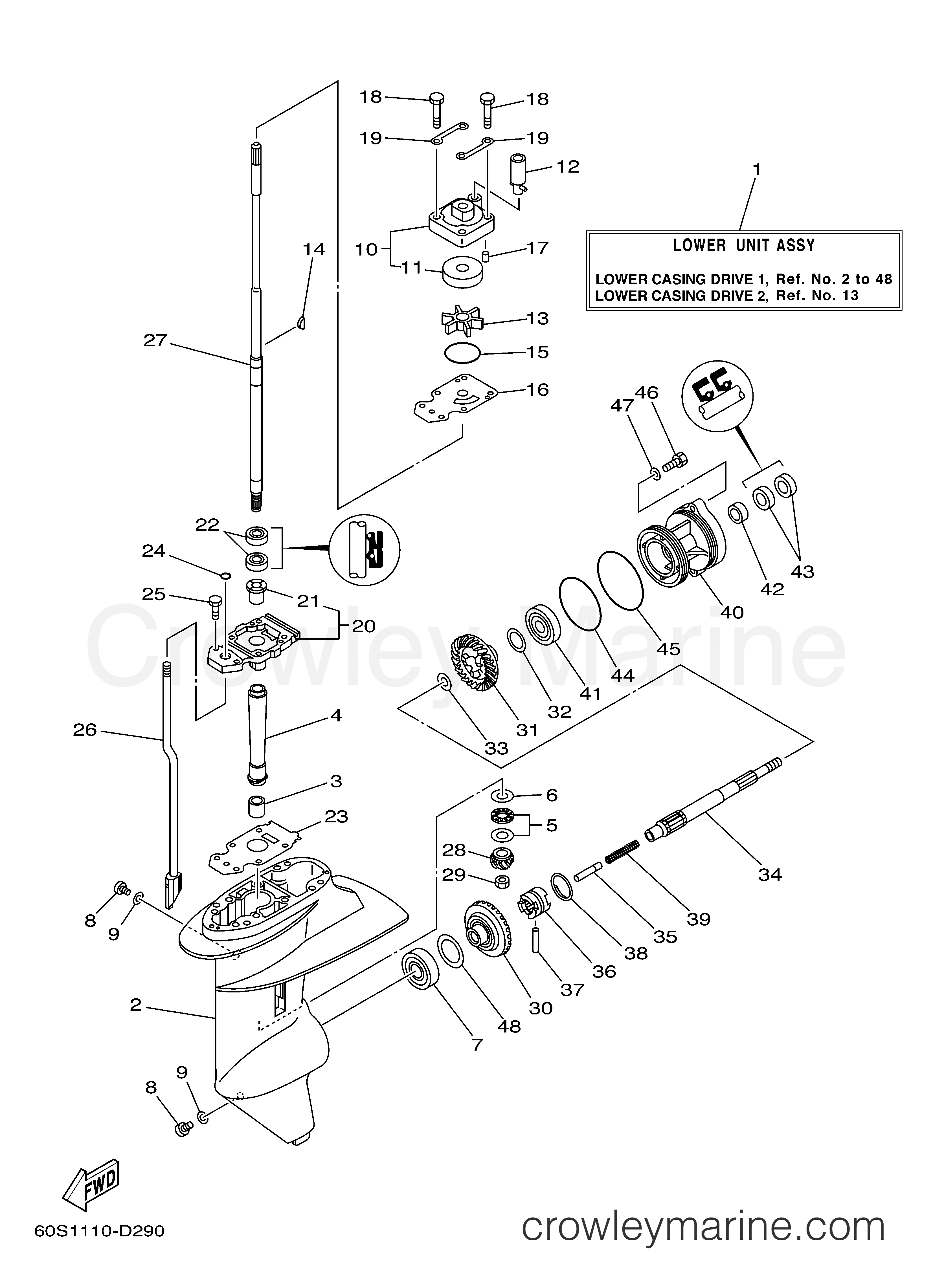 Yamaha Motors T8PLHD - LOWER CASING DRIVE 1